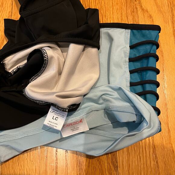Girls Dance Leotard and shorts set Capezio Black Blue Ballet Youth Large - Picture 3 of 4